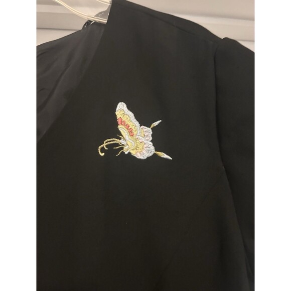 Vintage 90s Y2K Maggy London Embroidered Midi Dress Dark Floral Witchy Size 10 - Picture 3 of 7